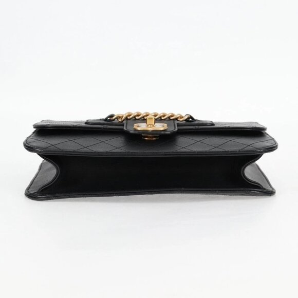 CHANEL Matelasse Chain Shoulder Bag Leather Black Gold CC Auth 118140AM - Picture 7 of 16